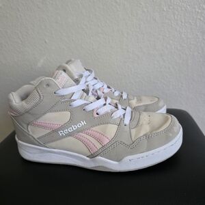 Reebok Kids' Beige and Pink Sneakers Reebok pink + white high top Girls 4K